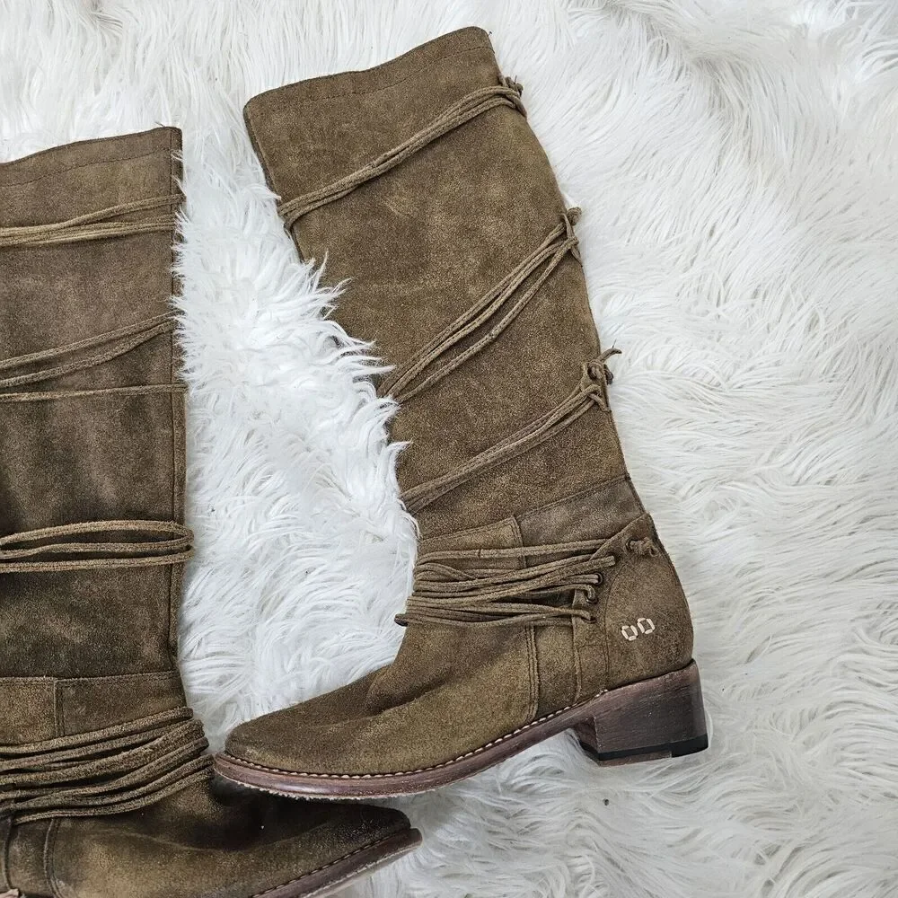 Bed Stu Women’s Redmond Tall Sailor Suede Boots Size 7.5 Brown